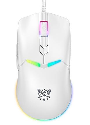 Мышь компьютерная onikuma cw929 gaming, проводная, 6400 dpi, rgb подсветка, usb 1.5 м, белый цвет