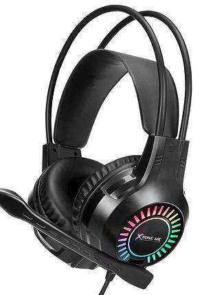 Игровые наушники xtrike me gh-709 с микрофоном и rgb подсветкой проводные черные black gh-709