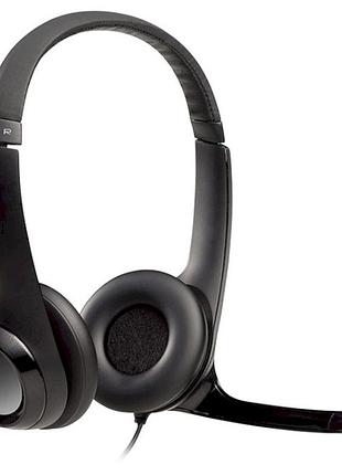 Наушники с микрофоном logitech h390 проволочные 2.4м черный (981-000406)