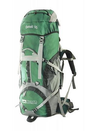Туристический рюкзак travel extreme denali 55l в зеленом цвете для длительных экспедиций