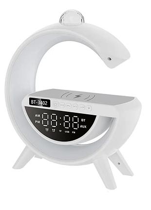 Ночник-лампа g-smart bt-3402 с колонкой проектором и беспроводной зарядкой