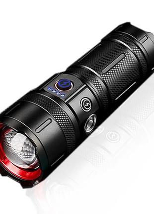 Фонарь ручной voltronic cb-b53-tg с индикатором заряда, питанием от 3x18650, функцией power bank, зарядкой type-c, в коробке,