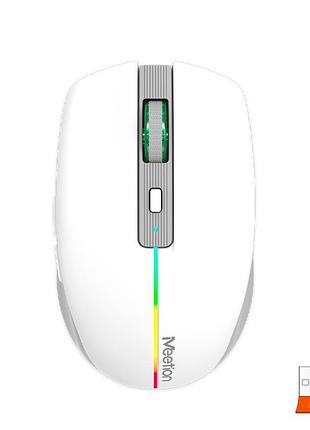 Игровая мышь meetion btm002, беспроводная 2.4g+bluetooth, rgb-подсветка, белая