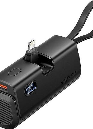 Повербанк vention fhrb0 black 4800 мач 22.5 w pd с led дисплеем lightning и usb type-c (fhrb0)