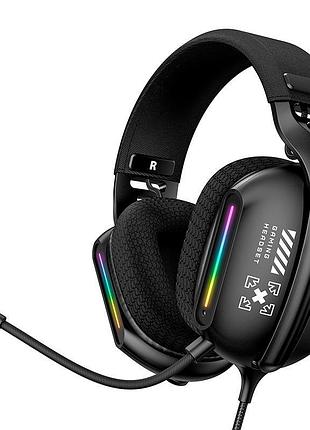 Навушники ігрові з мікрофоном onikuma x12 black провідні rgb підсвічування 3.5 мм usb стереозвук (x12)
