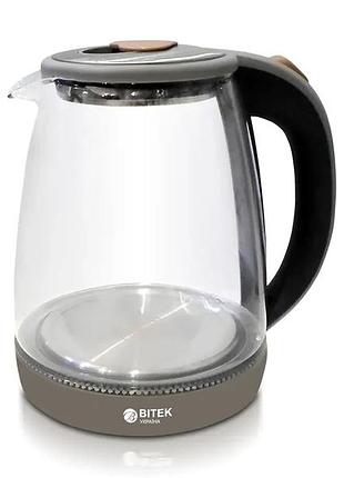Электрочайник bitek bt-3110 2400w 1.8л серый