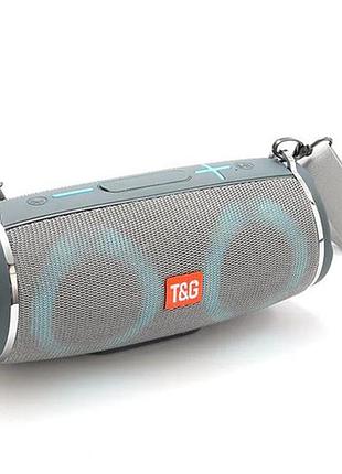 Портативна колонка tg642 з rgb підсвічуванням і ремінцем grey