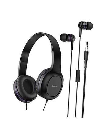 Навушники набір 2в1 hoco enlighten w24 50 мвт black-purple