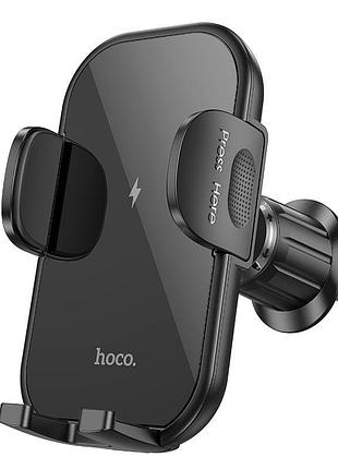 Автомобільний тримач на дефлектор з бездротовою зарядкою hoco hw4 чорний