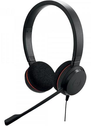 Навушники з мікрофоном jabra evolve 20 ms stereo, кабель 2.15 м, usb-c/usb-a, чорні