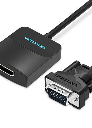 Перехідник vention vga to hdmi converter with female micro usb and audio port 0.15m black acnbb