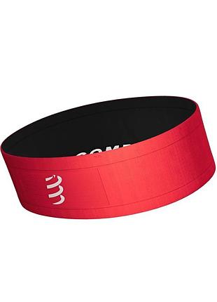 Пояс для бега compressport free belt xs/s, эластичный с одним большим карманом, красно-черный (cu00012b3111xs/s)