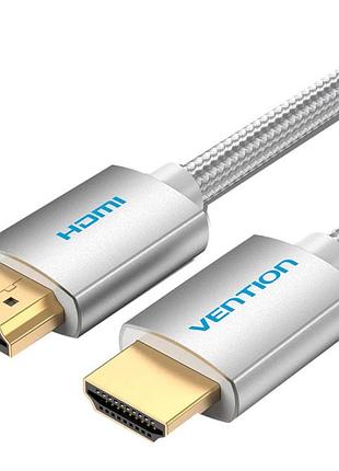 Кабель vention aabil hdmi 2.0, 10м, 4k 60hz, нейлонове обплетення, сріблястий