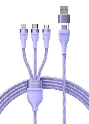 Кабель baseus flash series ii 3-in-2 100w 1.2м purple (cass030105)