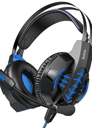 Наушники игровые hoco led w102 30мвт stereo sound черно-синие