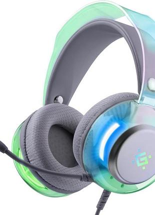 Наушники с микрофоном defender glitch usb, rgb подсветка, кабель 2.1м, белые