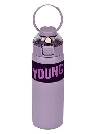 Термос для напитков cnv young 600 мл с трубочкой фиолетовый