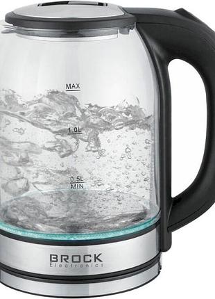 Электрочайник / чайник электрический brock wk 2402, 1500w, 1.8л, стекло, защита от перегрева, автовыключение