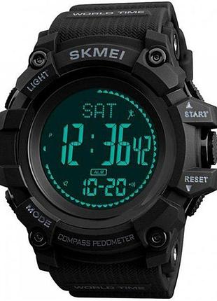 Часы наручные мужские с подсветкой skmei 1356bk 54мм compass black
