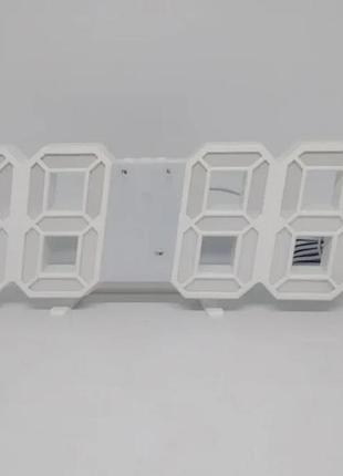 Часы настольные ly 1089 с зеленой подсветкой, белые.