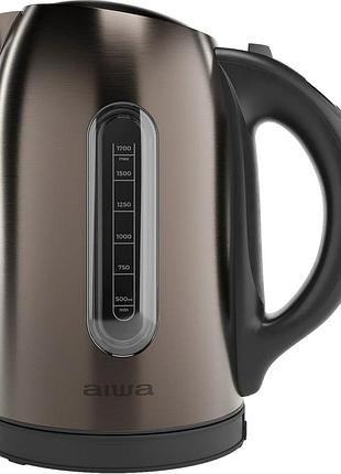 Электрочайник aiwa akt-3000d, нержавеющая сталь, 1.7 л, 2200 вт, цифровой контроль