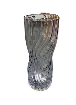 Ваза stenson r95346bk стеклянная "grace" 12х30 см black