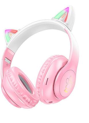 Наушники беспроводные hoco cat ears bt headphones w42 |bt5.3, aux/tf, 10h| crystal розовый