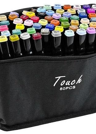 Набор скетч-маркеров touch 80шт. для рисования двусторонних в чехле 1-7 мм