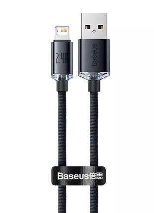 Кабель cable baseus cajy000001 crystal shine series lightning 2.4a 1.2m black