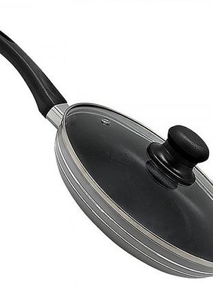 Сковорода антипригар stenson mh-0623 d22см із кришкою скло grey