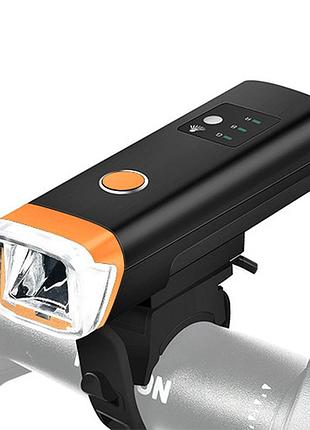 Велофонарь hj-047-xpg ultra light aluminium встроенный аккумулятор, avtolight sensor, waterproof, зарядка через micro usb