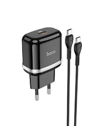 Адаптер hoco сетевой type-c to type-c n24 20w/3a pd/qc black