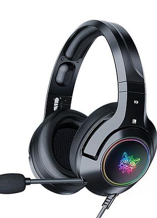Навушники onikuma k9 gaming з led-підсвічуванням, hi-res audio, aux, чорні