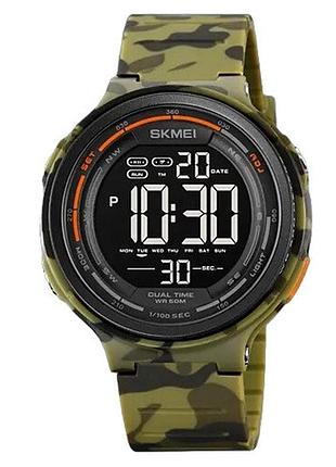 Часы наручные мужские с подсветкой skmei 1841cmgn 5atm black/green-camo
