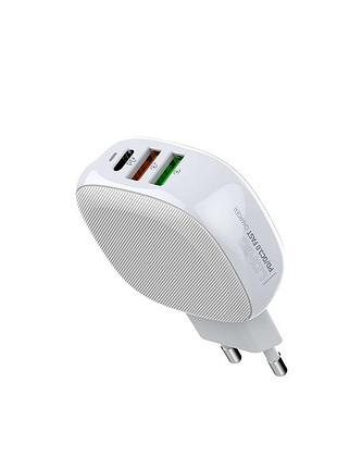 Адаптер мережний ldnio a3510q кабель type-c 2usb-1type-c 3a 28.5вт білий