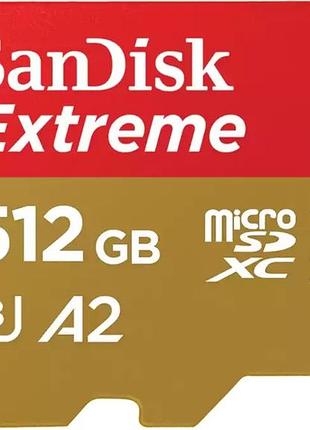 Карта памяти sandisk microsdxc extreme 512gb c10/u3/v30/a2 (sdsqxav-512g-gn6mn)