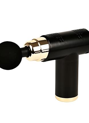 Масажер пістолет для тіла sk r33463 портативний перкусійний usb зарядка 4 насадки 13х20х4 см чорний (r33463)