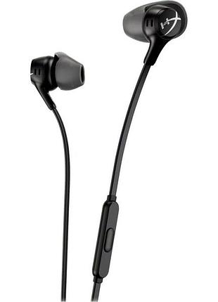 Навушники провідні з мікрофоном hyperx cloud earbuds ii чорні mini-jack 3.5 мм силіконові