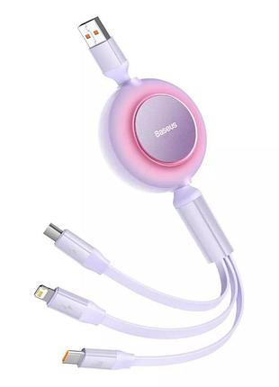 Кабель 3в1 baseus bright mirror 2 series 3-in-1 camj010105 с usb на lightning micro usb type-c 66w 1.1м purple