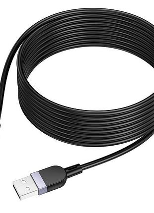 Кабель hoco x109 usb-a – type-c, 3м, для зарядки, алюмінієвий корпус і силікон, чорний