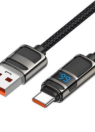 Кабель hoco u137 type-c для зарядки, з індикатором, 1.2 м, чорний