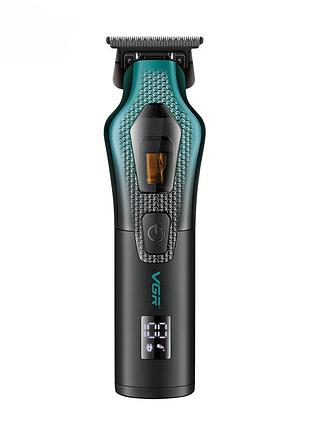 Тример vgr v-997 чорний/синій з led дисплеєм та 3 насадками