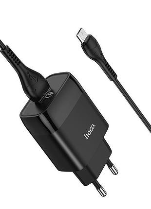Зарядное устройство hoco micro usb cable glorious single port charger set c72q 1usb, qc3.0/fcp/afc, 3a, 18w черное