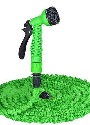 Шланг поливальний magic hose розтягується до 75 м з насадкою зелений