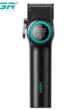 Аккумуляторная машинка для стрижки vgr v-001 10 насадок/9000 rpm/4600mah/led display/black (00000009014)
