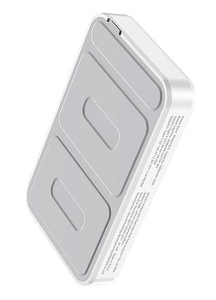 Power bank hoco transparent discovery edition magnetic fast charge power bank q10 5000mah |type-c, 3a/20w, qc/pd| white