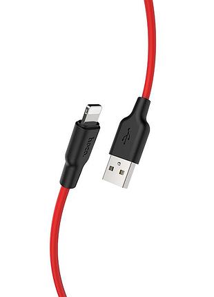 Кабель hoco lightning silicone x21 plus |200 см, 2.4a| black-red