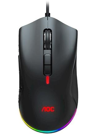 Мышь компьютерная игровая aoc gm530b проводная 1.8 м с подсветкой 100-16000 dpi черный