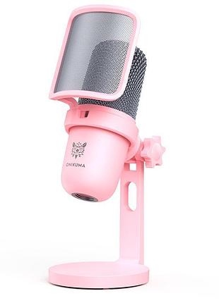Настольный микрофон onikuma m630 usb gaming pink для пк ps5 mac стриминга и гейминга