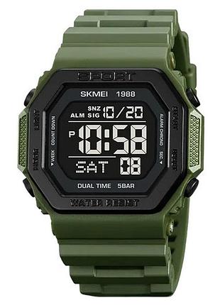 Наручные часы с подсветкой skmei 1988ag 5 atm 45 мм black/green
